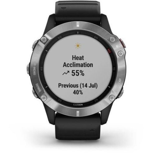Išmanusis laikrodis Garmin fenix 6 Solar, Sidabro spalvos su juodu dirželiu