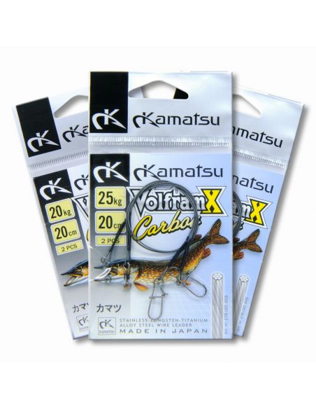 Pavadėliai Kamatsu Volfram Carbon Leader 20cm, 2vnt-1,69 