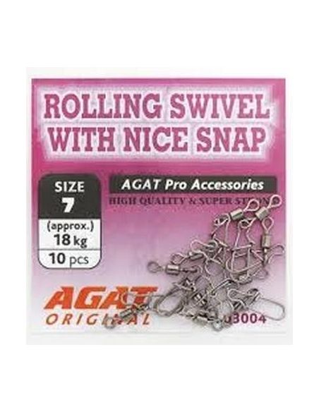 Suktukai AGAT Rolling Swivel 8-10-12 dydziai
